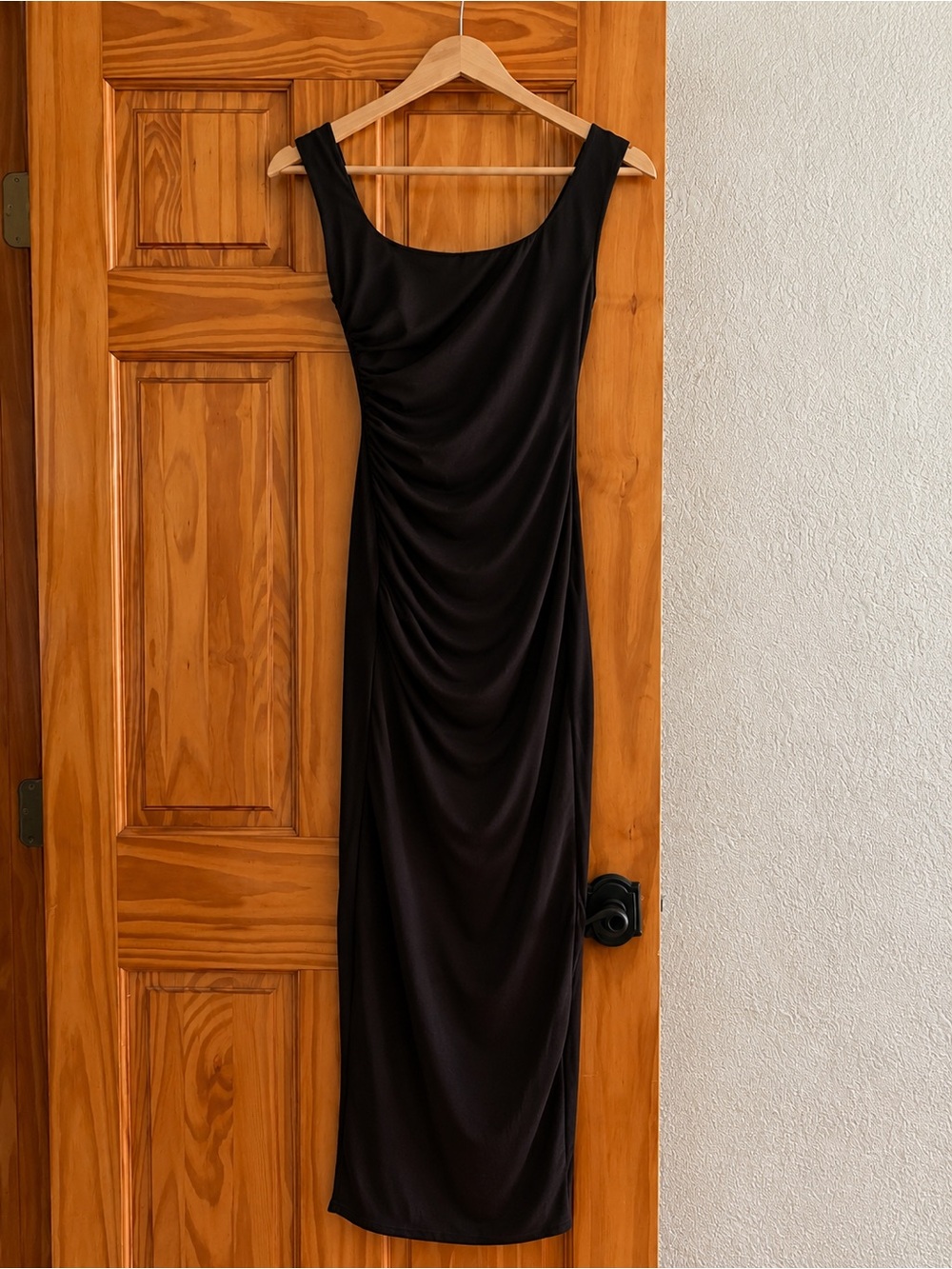 PrettyLittleThing Brown Mesh Draped Maxi Dress